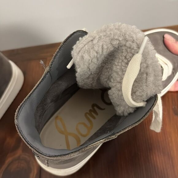 Sam Edelman Pence Faux Fur-Trim Suede High-Top Sneakers Size 6.5 - Picture 8 of 10